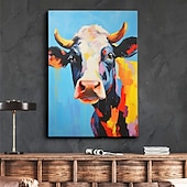 abordables Peintures natures mortes-peinture à l&#039;huile peinte à la main, œuvre d&#039;art abstraite de vache, peinture à l&#039;huile, peinture de vache sur toile, art abstrait extra large, peinture animale texturée surdimensionnée, art