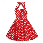 levne Šaty-Retro 50. léta Rockabilly Šaty Houpací šaty Puntíky Dívčí Karneval Plesová maškaráda Denní nošení loučení se svobodou nevěsty Dětské Šaty