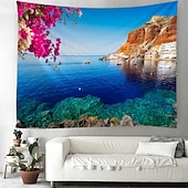 Недорогие Тапестри́ на океа́нском пляже-Пейзаж Пляж Висячая Гобелен настенное искусство Пальма Большой гобелен Муральное декор Фотографический фон Плед занавеска Дом Спальня Гостиная Декорация