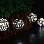 お買い得  ソーラーストリングライト-5m-20LED/6.5m-30LED 屋外ソーラーモロッコボールライトストリング 中庭 ガーデンフェンス バルコニーステップ フェスティバル ウェディング 雰囲気 装飾ライトストリング