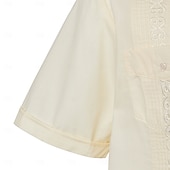 abordables Chemises élite-Homme Chemise Chemise Guayabera Jaune clair Noir Blanche Vert Claire Rose Claire Manche Courte Col Rabattu École Performance Broderie Vêtement Tenue Élégant Vacances ancien Neutre