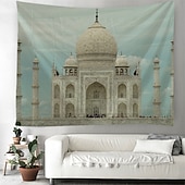baratos tapeçaria de paisagem-Tapeçaria de Parede do Taj Mahal Paisagem Grande Tapeçaria Mural Decoração Fundo Fotográfico Cobertor Cortina Decoração para Casa Quarto Sala de Estar