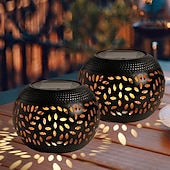 cheap Landscape Lights-1pc Outdoor Solar Iron Rice Grain Hollow-Shaped Landscape Light for Courtyard, Garden, Lawn, Path, Staircase, Interior Decoration