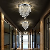 cheap Unique Chandeliers-Crystal Chandelier LED Round Ceiling Light with LED Brightness Hall Lights 110-240V