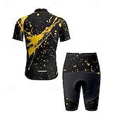 tanie Męskie zestawy odzieżowe-Męskie Koszulka z szortami na rower Krótki rękaw Kolarstwo górskie Kolarstwie szosowym Lato Wiosna Jesień Czarny Biały Pomarańczowy Graffiti Rower Suwak przedni Odvádí pot Wygodny Oddychający Spandeks