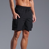 baratos Clássico-Homens Bermuda Cargo Calção Shorts de verão Com Cordão Cintura elástica Bolso multi Tecido Conforto Vestível Comprimento do joelho Ao ar livre Esporte Diário Moda Casual Preto Rosa