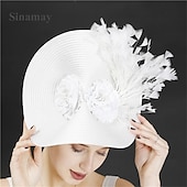 economico Fascinator-berretto Poliestere Cappello Fedora Corsa di cavalli Elegante Vintage Con Fantasia floreale Copricapo Copricapo