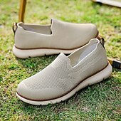 billige Sneakers til herrer-slip-on strikkede joggesko for menn, pustende mesh-overdel med komfortabel passform, uformelle lette sko for hverdags- og utendørsaktiviteter