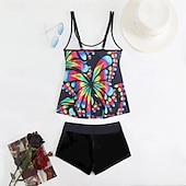 billiga One Pieces &amp; Tankinis-Dam Tankini Tvådelad baddräkt Brottarrygg Badkläder Badkläder Gul Blå Andningsfunktion Snabb tork Lättvikt Ärmlös - Simmning Surfing Strand Sommar Vår