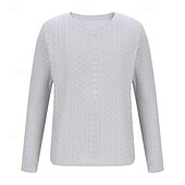 preiswerte Basic-T-Shirts-Herren T Shirt T-Shirt Langarmshirt Langarm V Ausschnitt Frühling Herbst Einfach Mode Designer Basic Jacquard Urlaub Straße Ausgehen Schwarz Weiß Blau Top T-Shirt für Herren