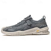 cheap Men&#039;s Sneakers-Men&#039;s Beige Mesh Sneakers with Lace-up &amp; Velcro Strap, Breathable Casual Sports Shoes for Summer