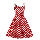 preiswerte Kleider-Retro Vintage 1950er Kleid Swing-Kleid Übergröße Tupfen Damen Karneval Maskerade Alltagskleidung Junggesellinnenabschiedsparty Erwachsene Kleid Abschlussballkleider