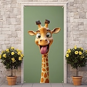 tanie Okładki drzwi-Zabawne Zwierzęta Dekoracje Drzwi Pokrycia Drzwi Giraffe Gobelin Zasłona Drzwi Dekoracja Tło Wewnątrz/Zewnątrz Baner Drzwi dla Domku Wiejskiego