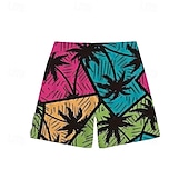 baratos calções de banho e calções de surf-Homens Calção Justo de Natação Shorts de Natação Tecido elástico de 4 vias Bermuda de Surf Calças Com Cordão Com bolsos Natação Surfe Praia Esportes Aquáticos Tropical Estampado Verão Primavera