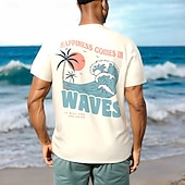 billiga Tropiske ferietrøjer-Herr Nautisk Kokosnötspalm T-shirt Kortärmad T-shirt 3D-tryck Rund hals Skjorta Tropisk Hawaiisk Semester Gata Dagligen Beige Sommar Vår Kläder S M L XL XXL XXXL