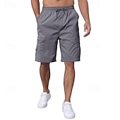 cheap Outdoor-Men&#039;s Cargo Shorts Shorts Summer Shorts Drawstring Elastic Waist Multi Pocket Plain Comfort Wearable Knee Length Outdoor Sport Daily Fashion Casual Black Navy Blue