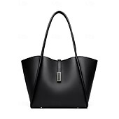 cheap Handbag &amp; Totes-Women&#039;s Green Faux Leather Tote Bag, Simple Design, Gold Buckle Decoration - Stylish and Practical Tote Bag for Work, Shopping and Daily Use Black White Red