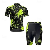 tanie Męskie zestawy odzieżowe-Męskie Koszulka z szortami na rower Krótki rękaw Kolarstwo górskie Kolarstwie szosowym Lato Wiosna Jesień Czarny Biały Pomarańczowy Graffiti Rower Suwak przedni Odvádí pot Wygodny Oddychający Spandeks