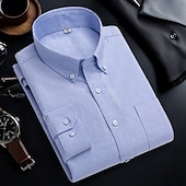 economico camicie oxford da uomo-Per uomo Camicie Camicia abbottonata Camicia Oxford Camicia non stirabile Camicia a righe A quadri / A righe / Chevron Matrimonio Ufficio e carriera Blu chiaro Bianco Blu marino Blu reale Manica lunga
