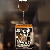 cheap Decorative Lights-LED Easter bunny Easter egg with suction cup window lamp, festive dinner party atmosphere decoration lamp, AAA battery box power supply