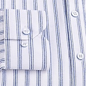 economico camicie oxford da uomo-Per uomo Camicie Camicia abbottonata Camicia Oxford Camicia non stirabile Camicia a righe A quadri / A righe / Chevron Matrimonio Ufficio e carriera Blu chiaro Bianco Blu marino Blu reale Manica lunga
