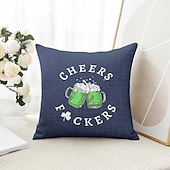 abordables Housse de coussin de vacances-Coussins décoratifs de la Saint-Patrick Housse 1PC Coussin doux carré Housse de coussin pour chambre salon canapé chaise Cheers bière irlandaise