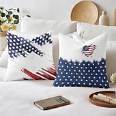 cheap Holiday Cushion Cover-American Flag Vintage Decorative Toss Pillows Cover 1PC Soft Square Couch Cushion Case Pillowcase for Bedroom Livingroom Sofa Chair 4th of July Independence Day