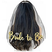 cheap Wedding Decorations-Bridal Veil for Bride-to-Be, Double Layer Veil for Bachelorette Party, Wedding Dress Veil with Hairpiece for Bride