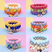 cheap Party Supplies-3pcs Cute Sun Flower, Rainbow Charm Beaded Unicorn Sun Flower Rainbow Bracelets Set