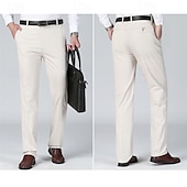 preiswerte Schlank-Herren Anzughosen Hose Hosen Chinesisch Chino Knopf Tasche Glatt Komfort Formal Party Arbeit Modisch Klassicher Stil Cachi scuro Hellkaki Mikro-elastisch