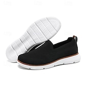 billige Sneakers til herrer-slip-on strikkede joggesko for menn, pustende mesh-overdel med komfortabel passform, uformelle lette sko for hverdags- og utendørsaktiviteter