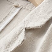 billige Herre Elite Yttertøy-Herre Blazer i lin drakter Bryllup jubileum Feriereise Elegant Nøytral Vår &amp; Vinter Lin i bomull Helfarge Knapper comfy Enkelt Brystet Enn-knapp Blazer Svart Mørkerød Navyblå Grønn