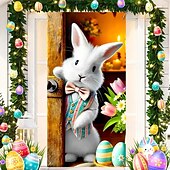 cheap Door Covers-Door Decorations Door Covers Rabbit Eggs Door Tapestry Door Curtain Decoration Backdrop Indoor/Outdoor Door Banner for Front Door Farmhouse