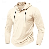 preiswerte Basic-T-Shirts-Herren T Shirt Henley Hemd T-Shirt Langarmshirt Langarm Henley Frühling Herbst Einfach Mode Designer Basic Knöpfe Urlaub Straße Ausgehen Schwarz Weiß Marineblau Top T-Shirt für Herren