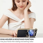 お買い得  サムスン用ケース-電話 ケース 用途 サムスンのギャラクシー Zフリップ6 Z Flip 5 Z Flip 4 Z Flip 3 バックカバー バンカーリング 耐衝撃 レトロ風 PUレザー