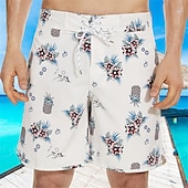 baratos shorts de natação masculinos-Homens Roupa de banho Bermuda de Surf Shorts de Natação Calção Justo de Natação Riscas Estampas Abstratas Secagem Rápida Respirável Com Cordão Cintura elástica Férias Praia Havaiana Casual Azul Lago