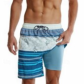 economico Costumi da Bagno per Uomini-Per uomo Boxer da surf Pantaloncini da mare Boxer da mare A cordoncino Vita elastica Con fodera a compressione A strisce Comfort Asciugatura rapida Breve Per eventi Spiaggia Fine settimana Di