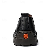 cheap Casual Sandals-Men&#039;s Brown Leather Slip-On Sandals with Perforated Detailing and Stretch Panels – Comfortable and Stylish for Casual Wear, Outdoor and Summer Activities