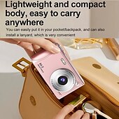 abordables Cámara y fotografía-Cámara de vídeo digital compacta de bolsillo para cine, con enfoque automático, 64 MP, 4K, detección de rostros, zoom de 18x de 2,4 pulgadas, batería recargable de 650 mAh