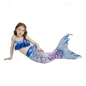 billiga Mermaid Baddräkt-Barn Flickor Badkläder för sjöjungfrun Baddräkt Helgdag Strand Vågar Semester Tropisk Baddräkter 4 år + Sommar Gul Rodnande Rosa