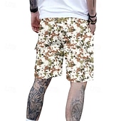 baratos Clássico-Homens Bermuda Cargo Shorts camuflados Calção Shorts de verão Com Cordão Cintura elástica Bolso multi Côr Camuflagem Conforto Vestível Comprimento do joelho Ao ar livre Esporte Diário Moda Casual