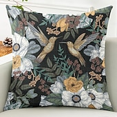 baratos estilo floral e plantas-Capa Decorativa de Almofadas de Insetos Florais 1PC Capa de Almofada Quadrada Macia para Sofá do Quarto Sala de Estar Primavera Verão
