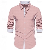economico camicia da uomo con bottoni-Per uomo Camicia Camicia estiva Maglietta informale Camicia da spiaggia Camicia con bottoni Nero Bianco Rosa Azzurro cielo Beige Manica lunga Color Block Bavero Da mare Hawaiano Jacquard Abbigliamento