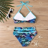 billiga One Pieces &amp; Tankinis-Dam Tankini Tvådelad baddräkt Volang Badkläder Badkläder Blå Guld Andningsfunktion Snabb tork Lättvikt Ärmlös - Simmning Surfing Strand Sommar Vår