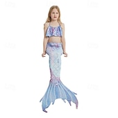 billiga Mermaid Baddräkt-Barn Flickor Badkläder för sjöjungfrun Baddräkt Helgdag Strand Vågar Semester Tropisk Baddräkter 4 år + Sommar Vit Gul