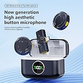 cheap Microphones-New Q81 wireless lapel clip microphone one to two with charging case Douyin live broadcast intelligent noise reduction wireless mini