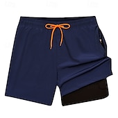 cheap Men&#039;s Boxer Swim Trunks-Men&#039;s Swim Trunks Swim Shorts Board Shorts Bottoms Drawstring 2 in 1 with Pockets Swimming Surfing Beach Water Sports Solid Colored Summer Spring