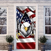 olcso július 4-e-Július 4-i Függetlenség Napja Ajtó Díszek Ajtó Takarák Amerikai Sas Ajtó Törölköző Ajtófüggöny Dekoráció Háttérbeltéri/kültéri Ajtó Banner Elülső Ajtó Farmház