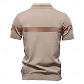 cheap Men&#039;s Elite Polo-Men&#039;s Polo Knit Polo Sweater Formal Work Turndown Quarter Zip Short Sleeve Striped Zip Up Stripe-Trim Spring Black White Khaki Polo