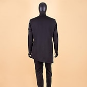 cheap Dinner Party-Men&#039;s Africa Festival Party Suits Black Blue Solid Colored Standard Fit 2 Piece Single Breasted More-button